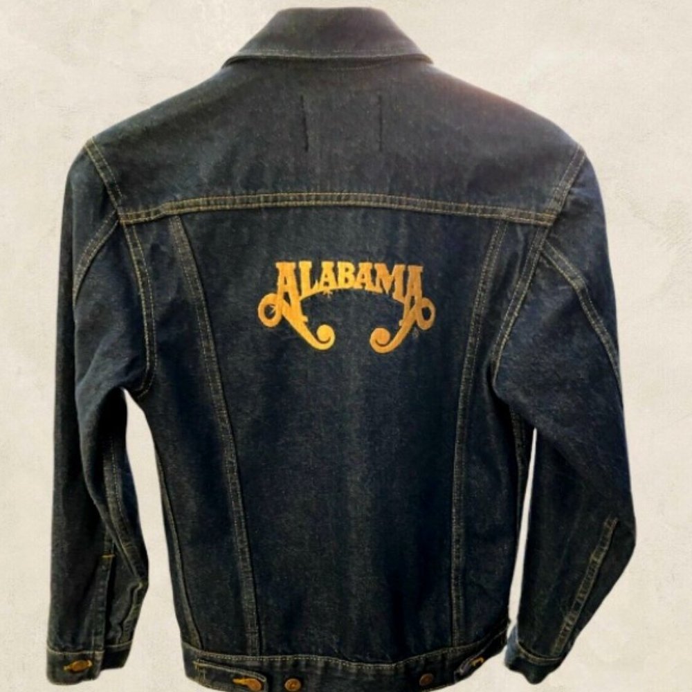 VINTAGE 80s ALABAMA DENIM JACKET, 1984 WITH LOVE FROM ALABAMA TOUR, RARE!  S